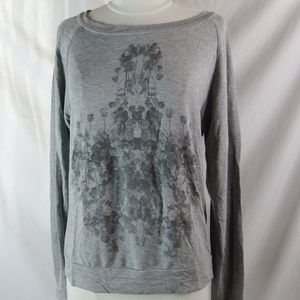 Haute Hippie Rose Flower Print L-Sleeve T-Shirt Sm